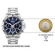  Shop Authentic Hugo Boss Troper Chronograph Blue Dial Silver Steel Strap Watch For Men - 1514069 - Luxxuri