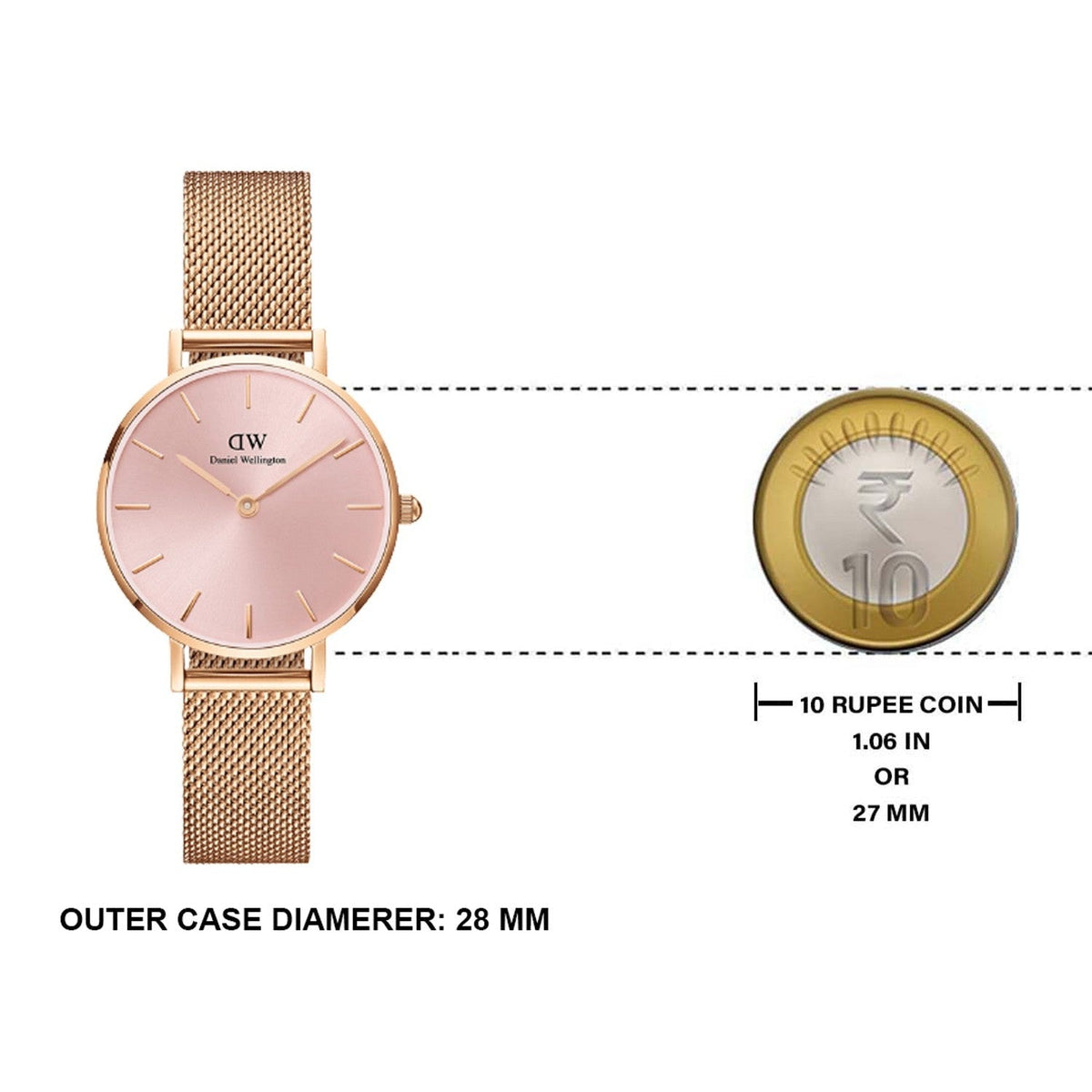  Shop Authentic Daniel Wellington Petite Melrose Pink Dial Rose Gold Mesh Strap Watch For Women - DW00100368 - Luxxuri