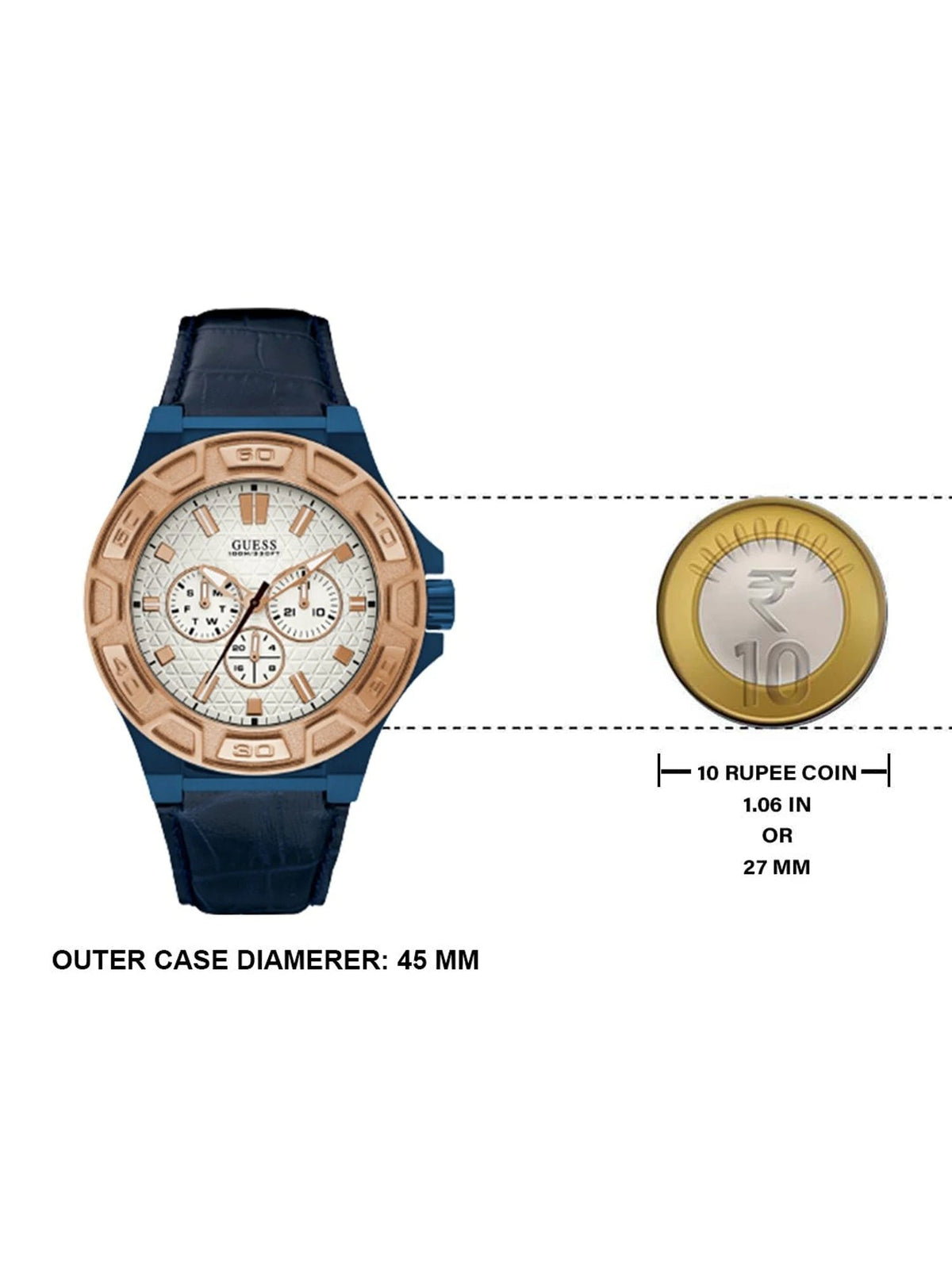  Shop Authentic Guess Force Multi Function White Dial Blue Leather Strap Watch For Men - W0674G7 - Luxxuri