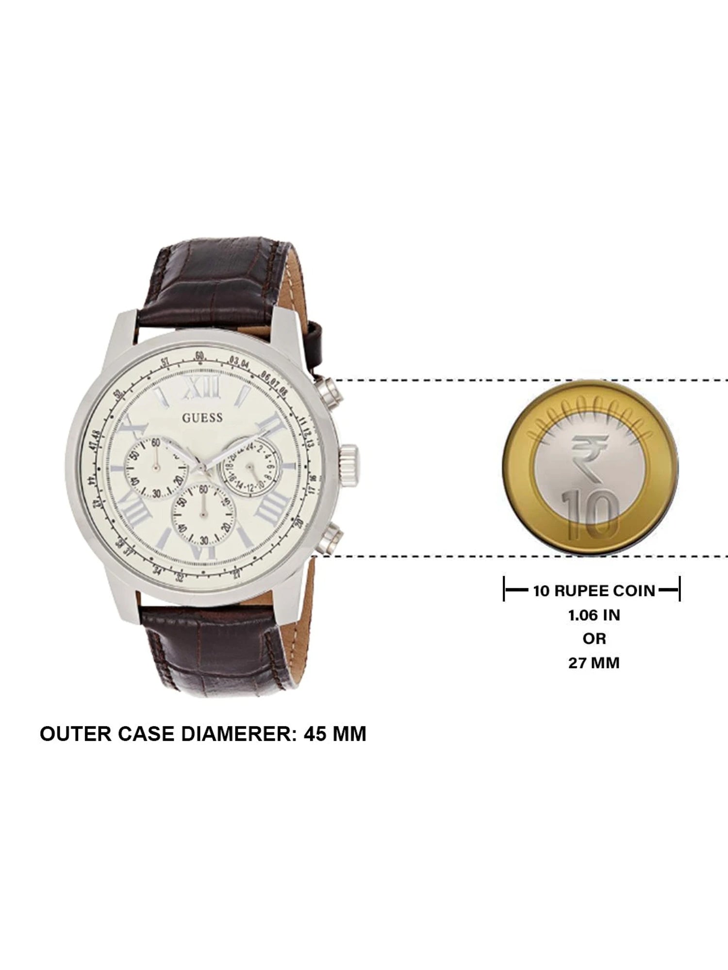  Shop Authentic Guess Horizon Chronograph White Dial Brown Leather Strap Watch For Men - W0380G2 - Luxxuri