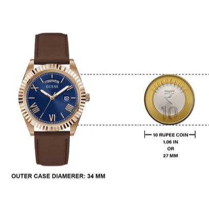  Shop Authentic Guess Connoisseur Blue Dial Brown Leather Strap Watch For Men - GW0353G2 - Luxxuri
