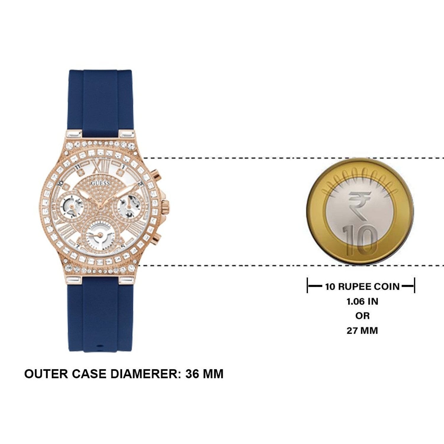  Shop Authentic Guess Moonlight Diamonds White Dial Blue Rubber Strap Watch for Women - GW0257L3 - Luxxuri