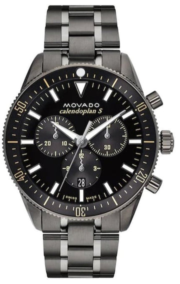  Shop Authentic Movado Heritage Calendoplan Chronograph Black Dial Black Steel Strap Watch For Men - 3650125 - Luxxuri