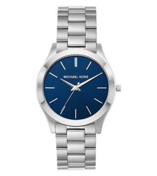  Shop Authentic Michael Kors Slim Runway Analog Blue Dial Silver Steel Strap Watch for Men - MK1060 - Luxxuri