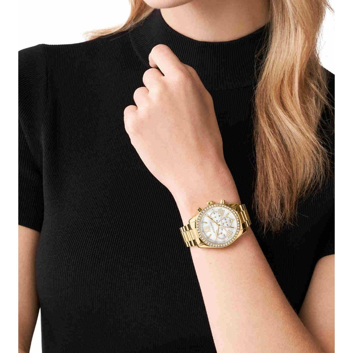  Shop Authentic Michael Kors Lexington Mother of Pearl White Dial Gold Steel Strap Watch For Women - MK7241 - Luxxuri