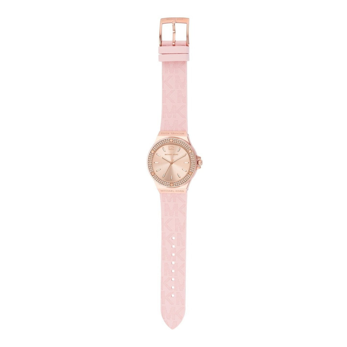  Shop Authentic Michael Kors Mini Lennox Three-Hand Rose Gold Dial Pink Silicone Strap Watch For Women - MK7282 - Luxxuri
