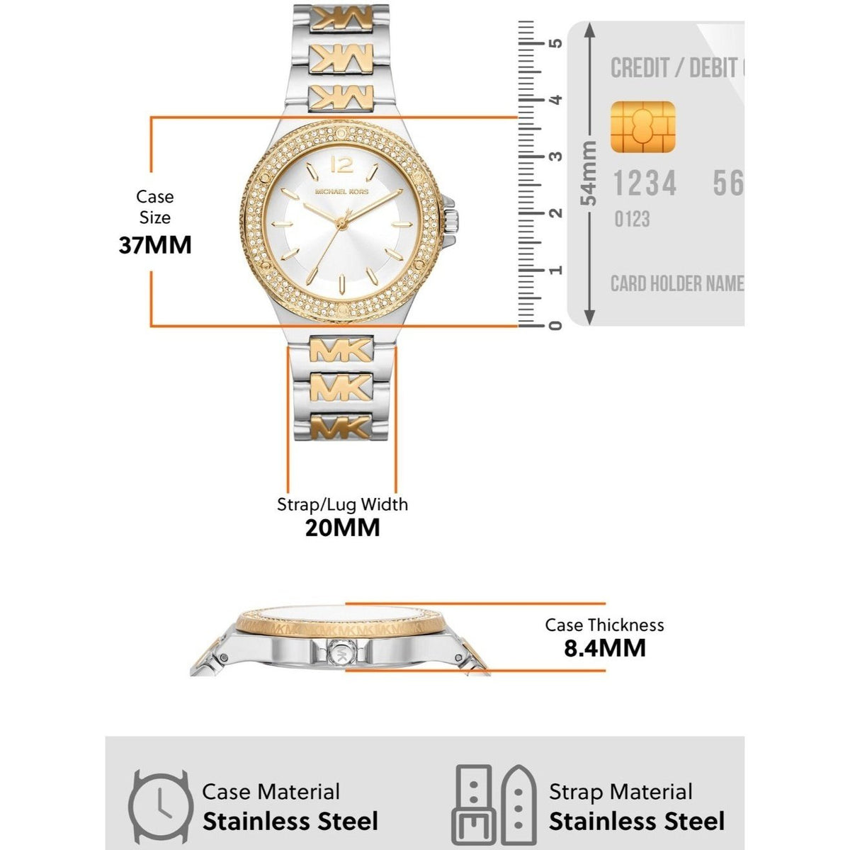 Shop Authentic Michael Kors Lennox Three Hand Silver Dial Two Tone Steel Strap Watch For Women - MK7338 - Luxxuri