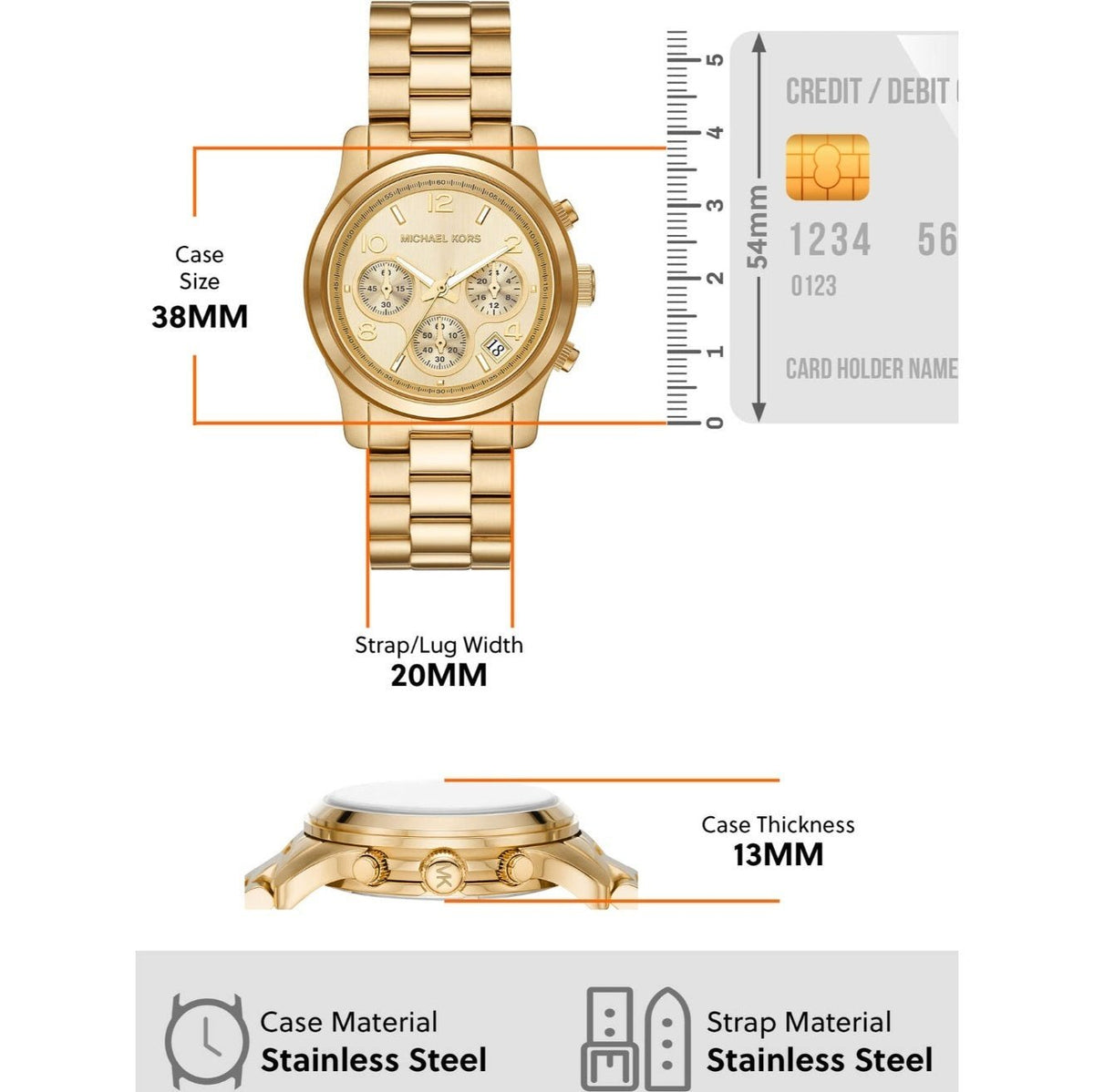  Shop Authentic Michael Kors Runway Chronograph Gold Dial Gold Steel Strap Watch For Women - MK7323 - Luxxuri
