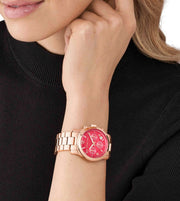  Shop Authentic Michael Kors Runway Chronograph Pink Dial Rose Gold Steel Strap Watch For Women - MK7352 - Luxxuri