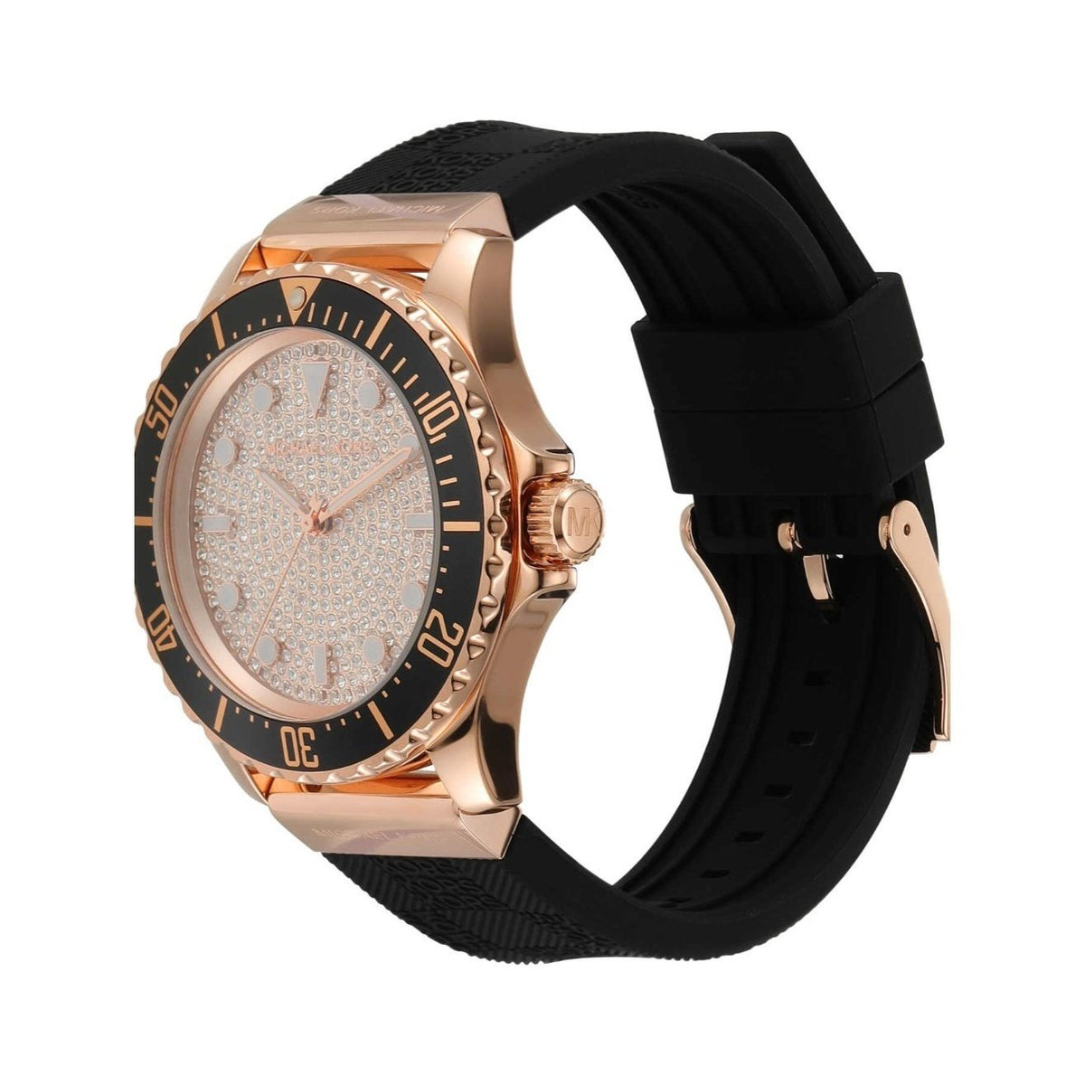  Shop Authentic Michael Kors Everest Analog Rose Gold Dial Black Silicone Strap Watch For Women - MK7358 - Luxxuri