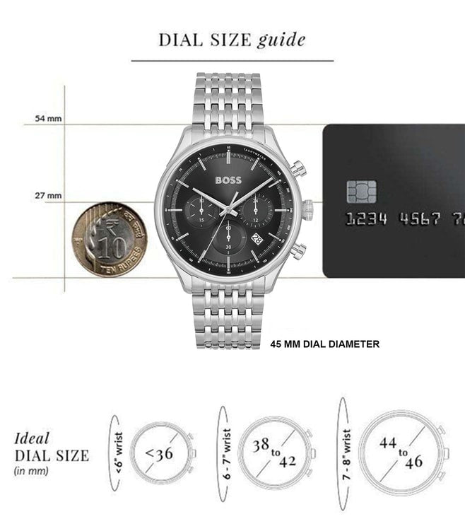  Shop Authentic Hugo Boss Gregor Chronograph Black Dial Silver Steel Strap Watch For Men - 1514082 - Luxxuri
