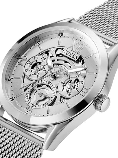  Shop Authentic Guess Tailor Multifunction Silver Dial Silver Mesh Bracelet Watch for Men - GW0368G1 - Luxxuri