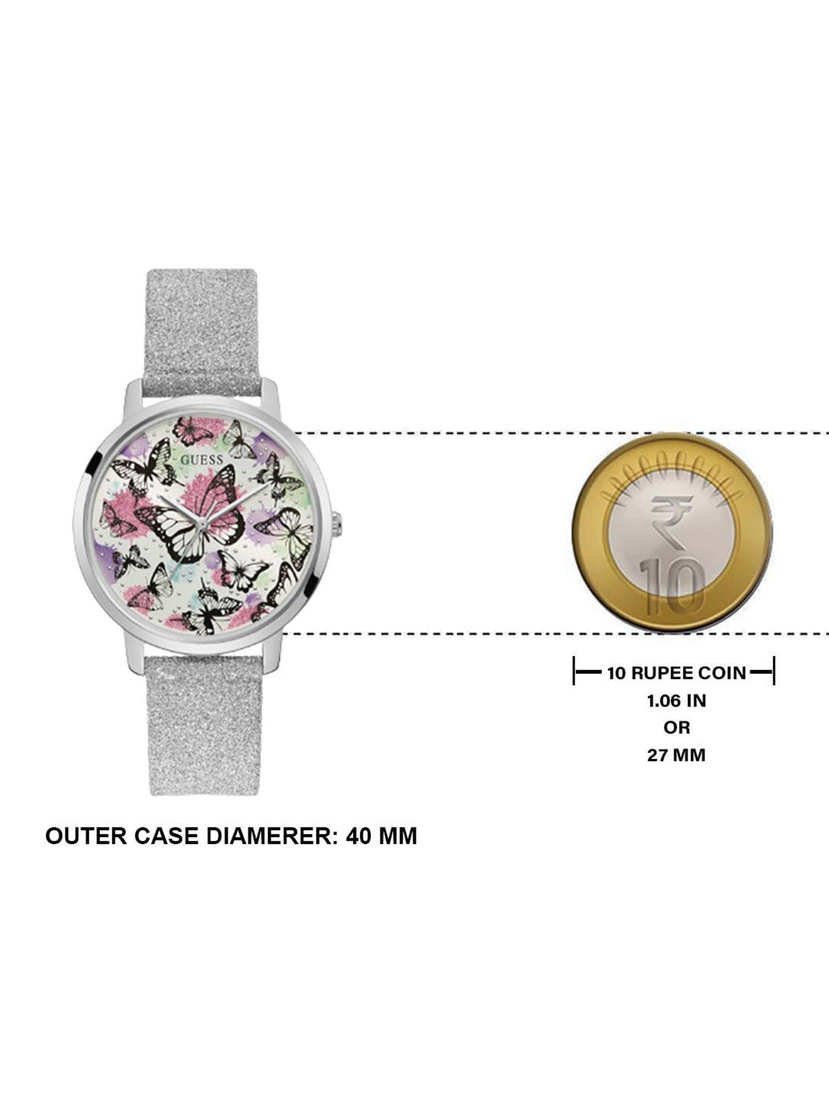  Shop Authentic Guess Sparkle Butterfly White Dial Silver Leather Strap Watch For Women - GW0008L1 - Luxxuri