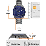  Shop Authentic Michael Kors Accelerator Chronograph Blue Dial Grey Steel Strap Watch For Men - MK9111 - Luxxuri