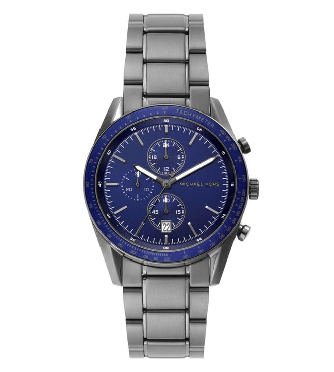  Shop Authentic Michael Kors Accelerator Chronograph Blue Dial Grey Steel Strap Watch For Men - MK9111 - Luxxuri