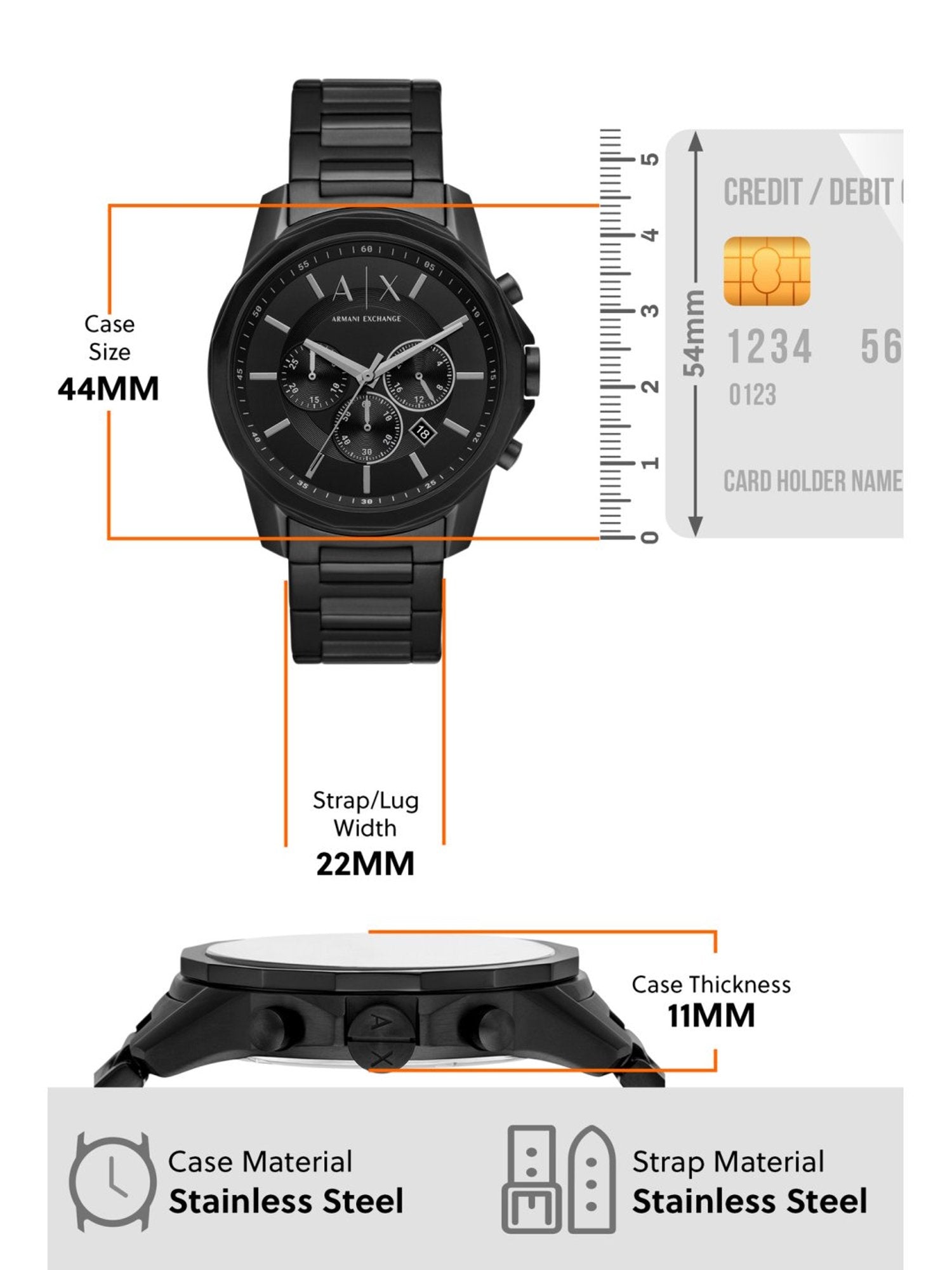  Shop Authentic Armani Exchange Drexler Chronograph Black Dial Black Steel Strap Watch For Men - AX2639 - Luxxuri