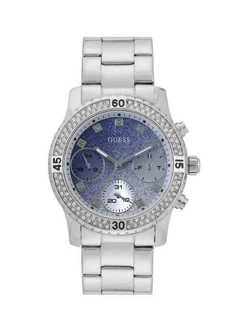  Shop Authentic Guess Confetti Diamonds Blue Dial Silver Steel Strap Watch for Women - W0774L6 - Luxxuri