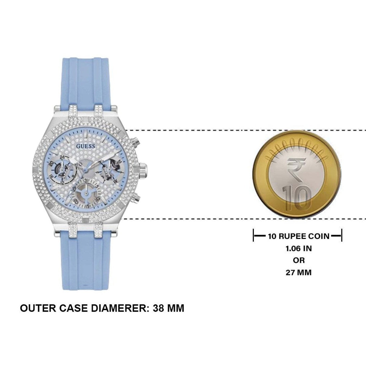  Shop Authentic Guess Heiress Diamonds Blue Dial Blue Rubber Strap Watch for Women - GW0407L1 - Luxxuri