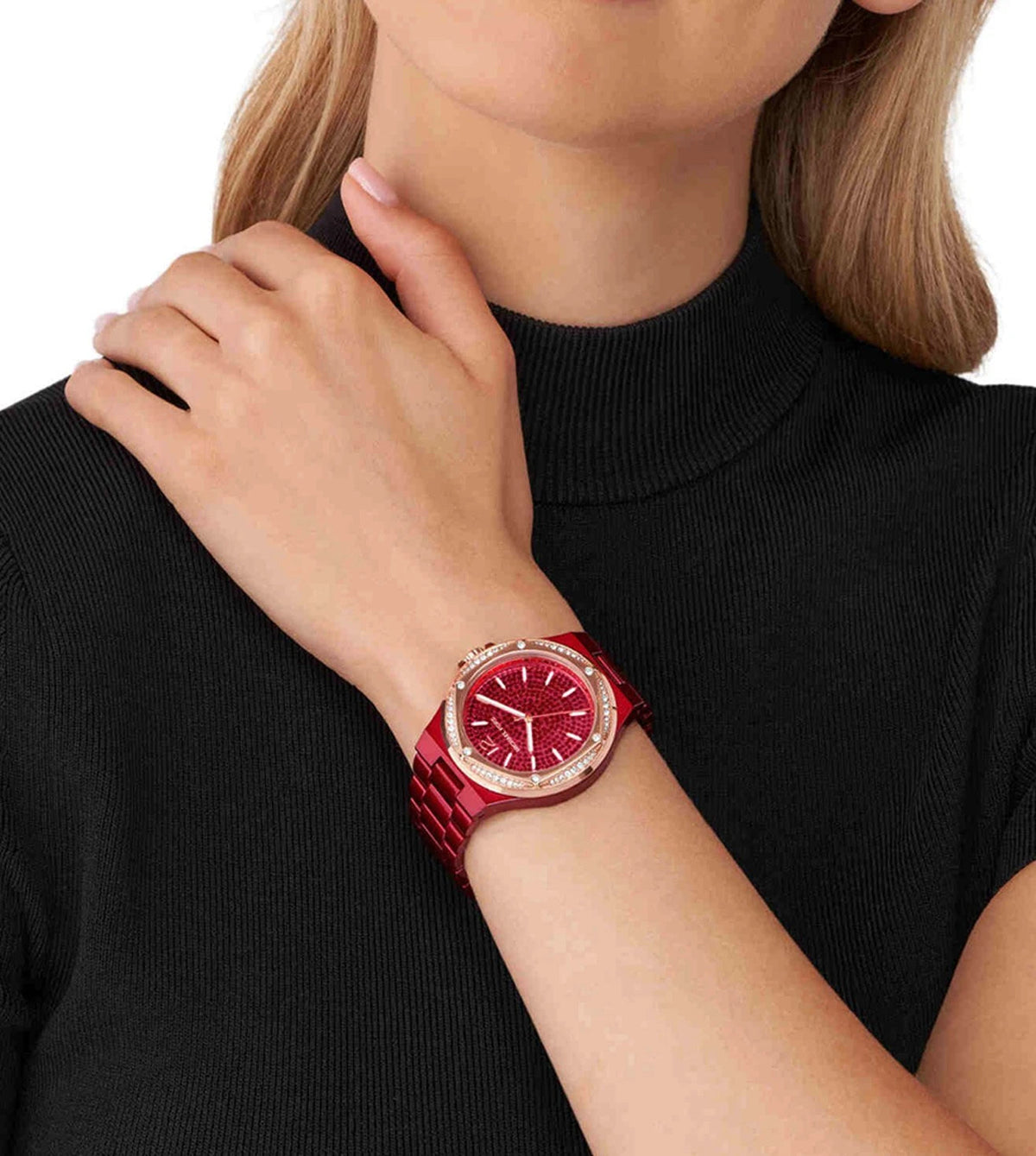  Shop Authentic Michael Kors Lennox Analog Crystals Red Dial Red Steel Strap Watch for Women - MK7455 - Luxxuri