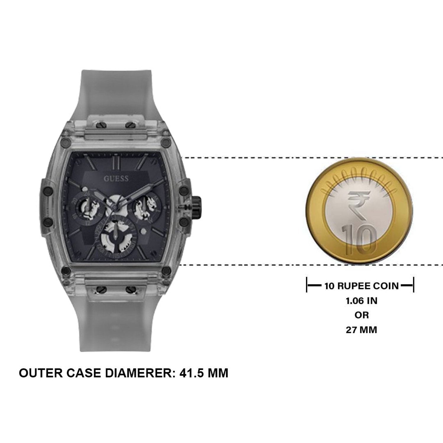  Shop Authentic Guess Phoenix Multifunction Black Dial Grey Silicone Strap Watch For Men - GW0203G9 - Luxxuri