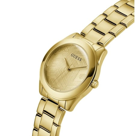  Shop Authentic Guess Cubed Analog Gold Dial Gold Steel Strap Watch For Women - GW0606L2 - Luxxuri