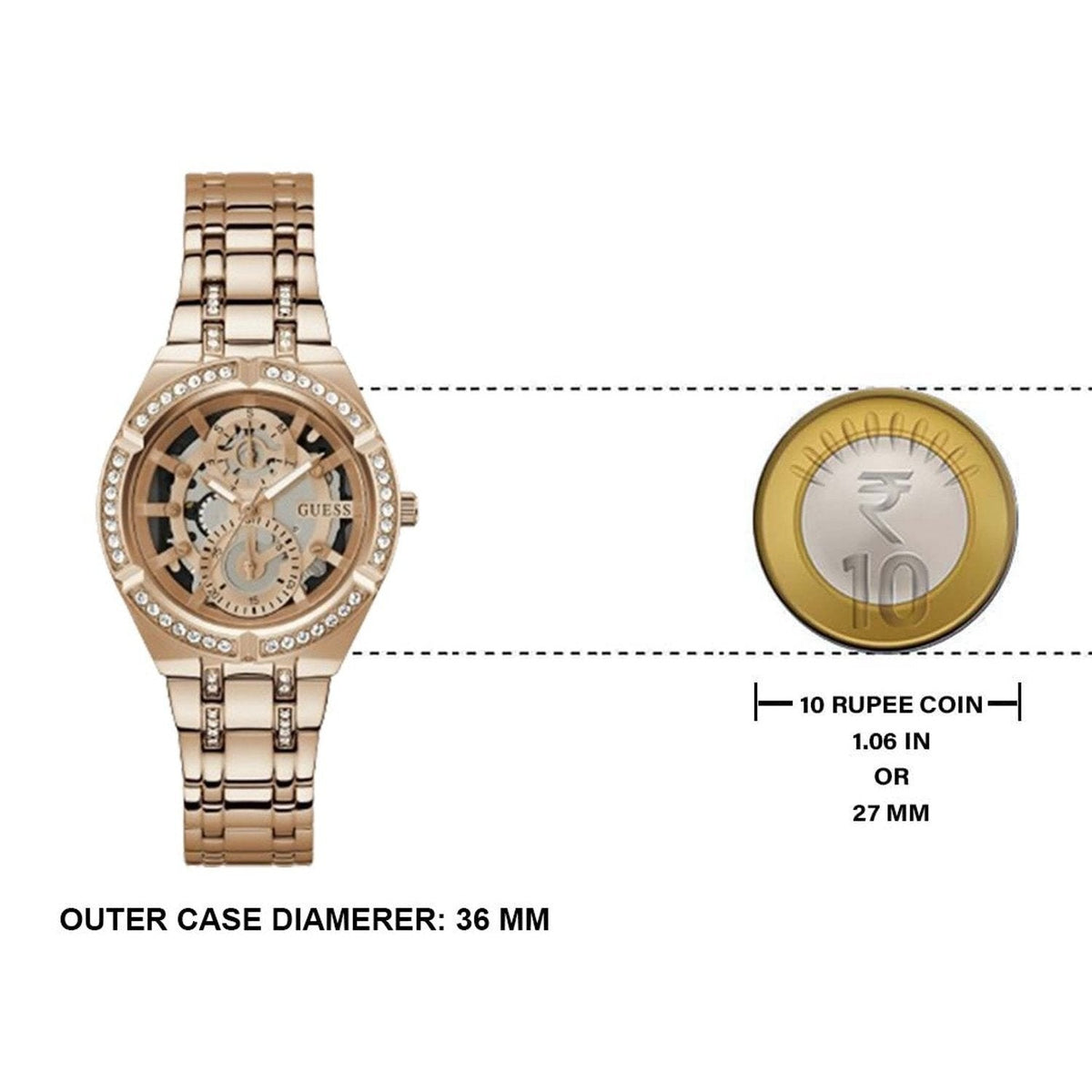 Shop Authentic Guess Allara Quartz Rose Gold Dial Rose Gold Steel Strap Watch For Women - GW0604L3 - Luxxuri
