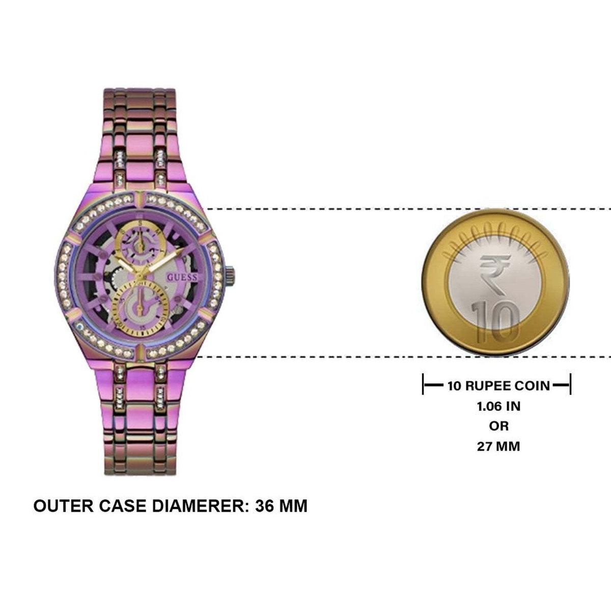  Shop Authentic Guess Allara Quartz Purple Dial Purple Steel Strap Watch For Women - GW0604L4 - Luxxuri