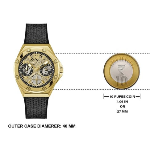  Shop Authentic Guess Asteria Multifunction Gold Dial Black Rubber Strap Watch For Women - GW0620L2 - Luxxuri