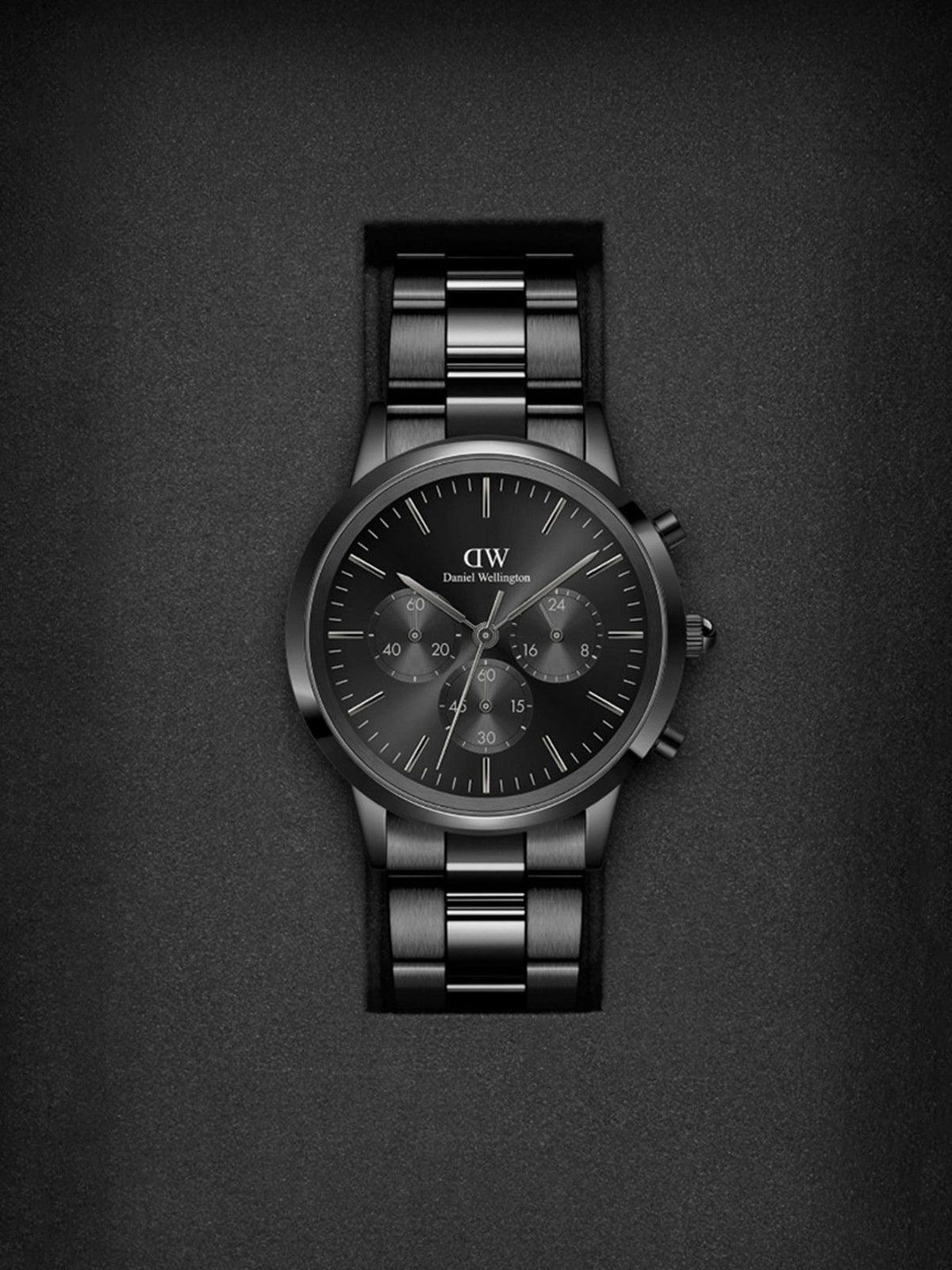  Shop Authentic Daniel Wellington Iconic Chronograph Black Dial Black Steel Strap Watch For Men - DW00100642 - Luxxuri