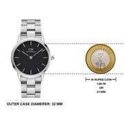  Shop Authentic Daniel Wellington Iconic Link Black Dial Silver Steel Strap Watch For Women - DW00100206 - Luxxuri
