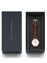  Shop Authentic Daniel Wellington Classic Petite St Mawes White Dial Brown Leather Strap Watch For Women - DW00100231 - Luxxuri