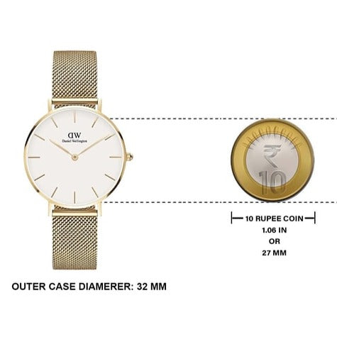  Shop Authentic Daniel Wellington Classic Petite White Dial Gold Mesh Bracelet Watch For Women - DW00100348 - Luxxuri