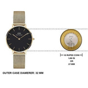  Shop Authentic Daniel Wellington Classic Petite Black Dial Gold Mesh Bracelet Watch For Women - DW00100347 - Luxxuri