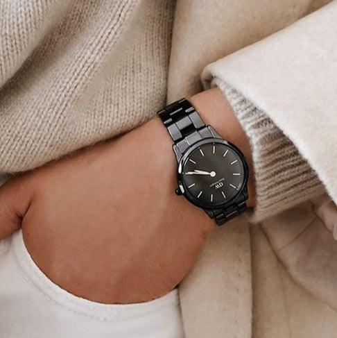  Shop Authentic Daniel Wellington Iconic Link Ceramic Black Dial Black Steel Strap Watch For Women - DW00100415 - Luxxuri