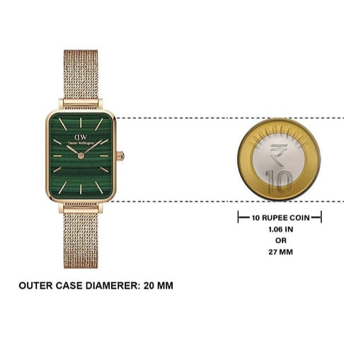  Shop Authentic Daniel Wellington Quadro Melrose Green Dial Rose Gold Mesh Strap Watch For Women - DW00100437 - Luxxuri