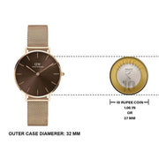  Shop Authentic Daniel Wellington Petite Melrose Brown Dial Rose Gold Mesh Strap Watch For Women - DW00100477 - Luxxuri