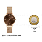  Shop Authentic Daniel Wellington Petite Amber Brown Dial Gold Mesh Strap Watch For Women - DW00100476 - Luxxuri