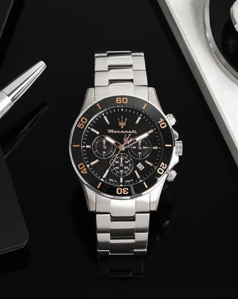  Shop Authentic Maserati Competizione Chronograph Black Dial Silver Steel Strap Watch For Men - R8873600003 - Luxxuri
