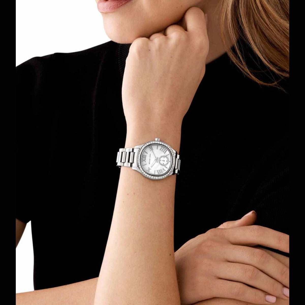  Shop Authentic Michael Kors Sage Three-Hand White Dial Silver Steel Strap Watch for Women - MK4807 - Luxxuri