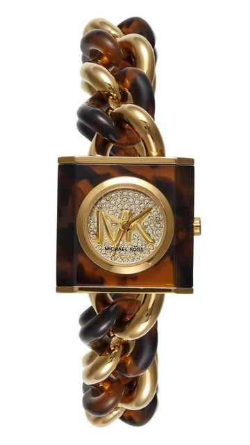  Shop Authentic Michael Kors Chain Lock Analog Silver Dial Two Tone Steel Strap Watch for Women - MK4808 - Luxxuri