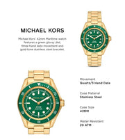  Shop Authentic Michael Kors Maritime Analog Green Dial Gold Steel Strap Watch for Men - MK9162 - Luxxuri
