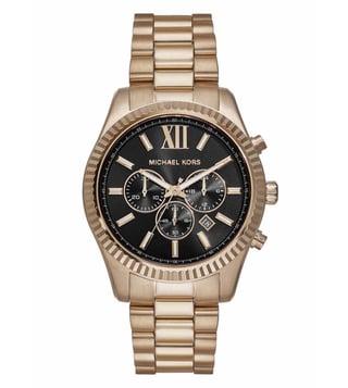  Shop Authentic Michael Kors Lexington Chronograph Black Dial Gold Steel Strap Watch for Men - MK9155 - Luxxuri