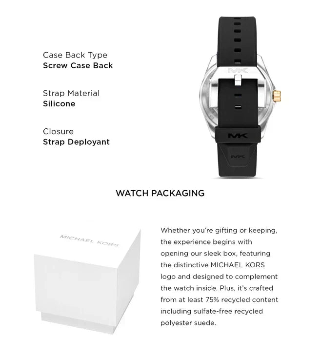  Shop Authentic Michael Kors Maritime Analog Green Dial Black Silicone Strap Watch for Men - MK9158 - Luxxuri