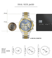  Shop Authentic Guess Equity Analog Blue Dial Two Tone Steel Strap Watch For Men - GW0703G3 - Luxxuri