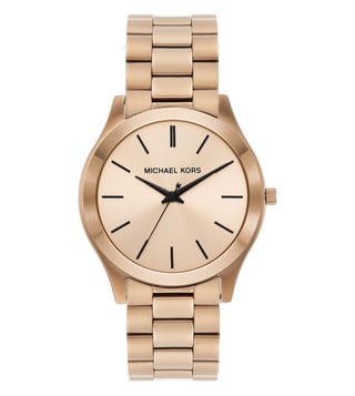  Shop Authentic Michael Kors Slim Runway Three-Hand Gold Dial Gold Steel Strap Watch for Women - MK9122 - Luxxuri
