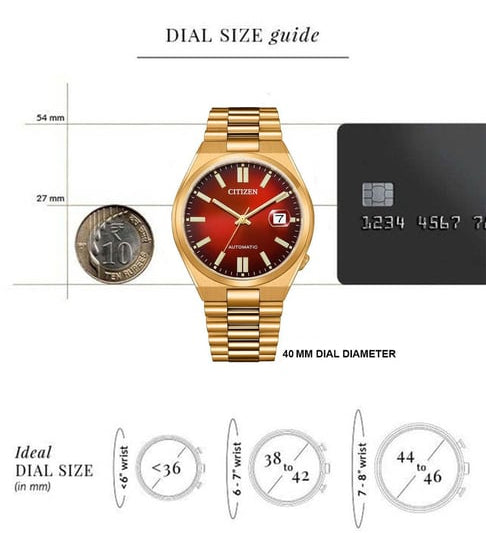  Shop Authentic Citizen Tsuyosa Automatic Red Dial Gold Steel Strap Watch For Men - NJ0153-82X - Luxxuri