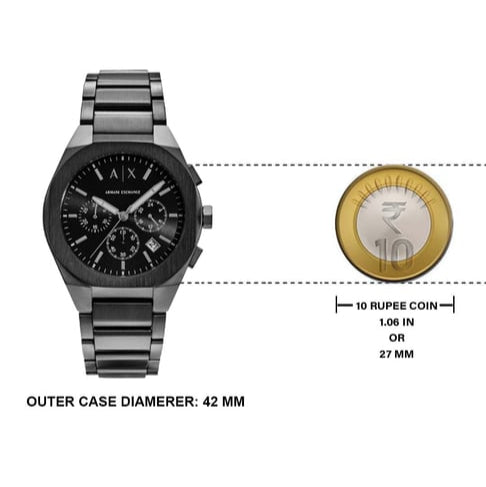  Shop Authentic Armani Exchange Drexler Chronograph Black Dial Black Steel Strap Watch For Men - AX2639 - Luxxuri