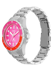  Shop Authentic Fossil Blue Dive Analog Pink Dial Silver Steel Strap Watch For Women - ES5351 - Luxxuri