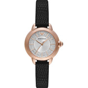  Shop Authentic Emporio Armani Mia Three Hand Crystals Silver Dial Black Leather Strap Watch For Women - AR11631 - Luxxuri