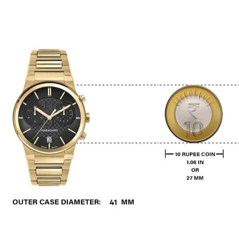  Shop Authentic Salvatore Ferragamo Sapphire Chrono Black Dial Gold Steel Strap Watch for Men - SFME01323 - Luxxuri